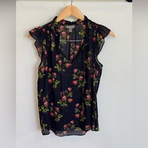 J. Crew Point Sur Tie Neck Floral Tank Top